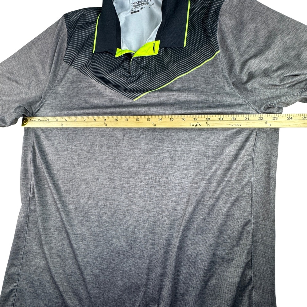 Nike Golf Tour Performance Dri-FIT Polo Shirt Mens Large Gray Black Neon - Picture 7 of 10